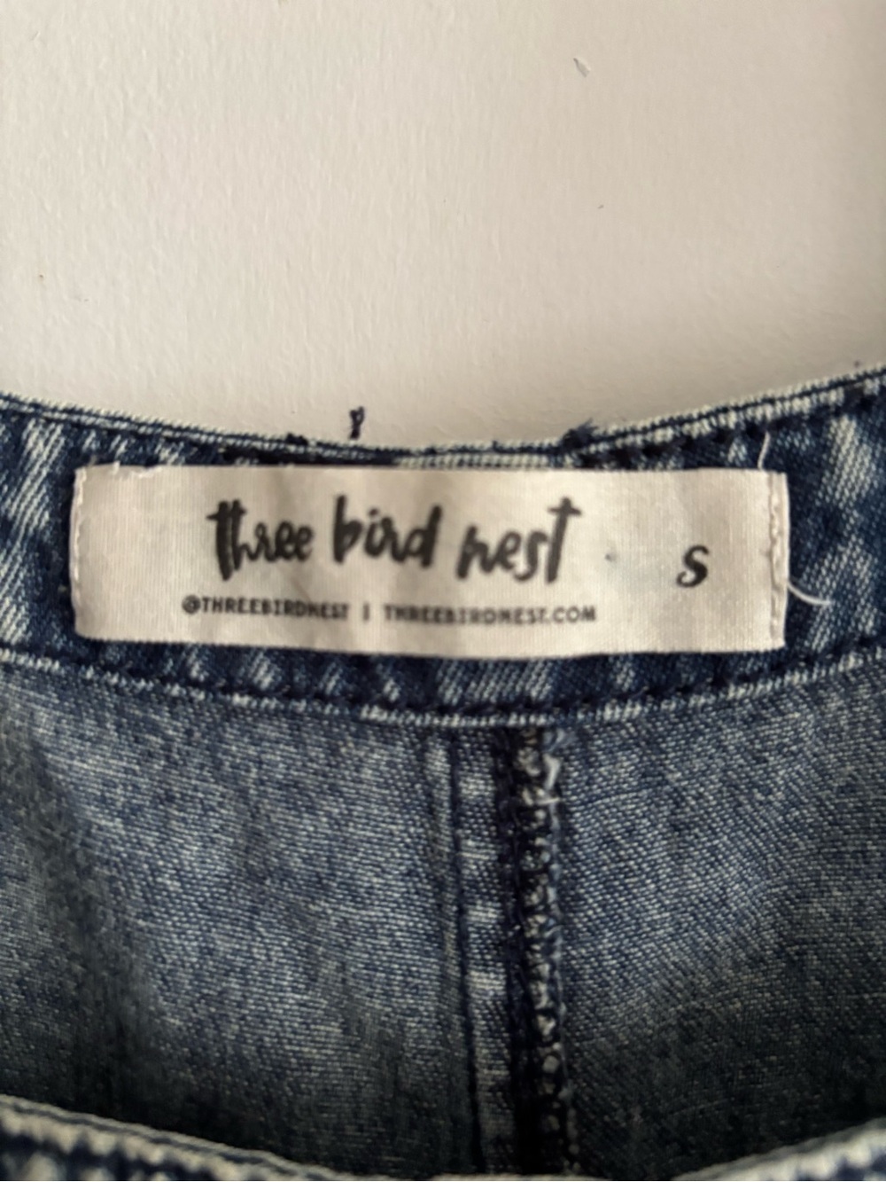 Three Bird Nest Blue Denim Overalls with Label Detail - Picture 2 of 5